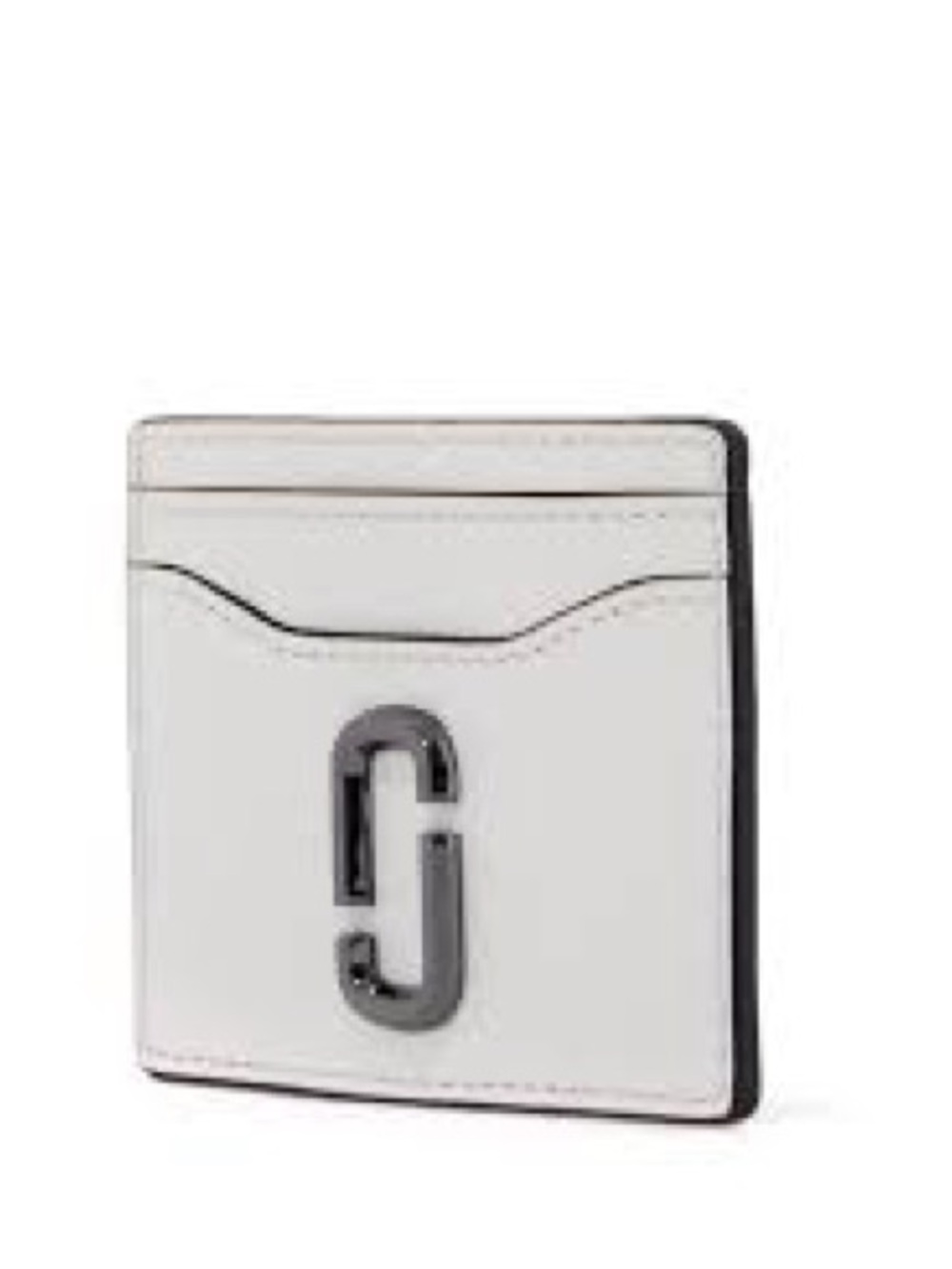 Marc Jacobs White & Black Leather Card Case with Double J Hardware